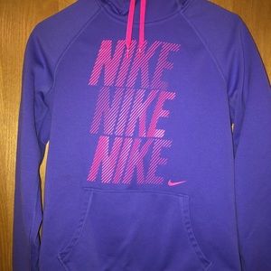 Purple and pink Nike sweatshirt.